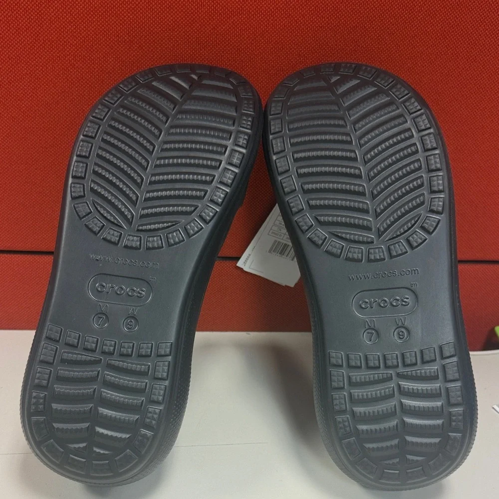 CROCS Black Platform Slide Sandals us 9 - Picture 5 of 7